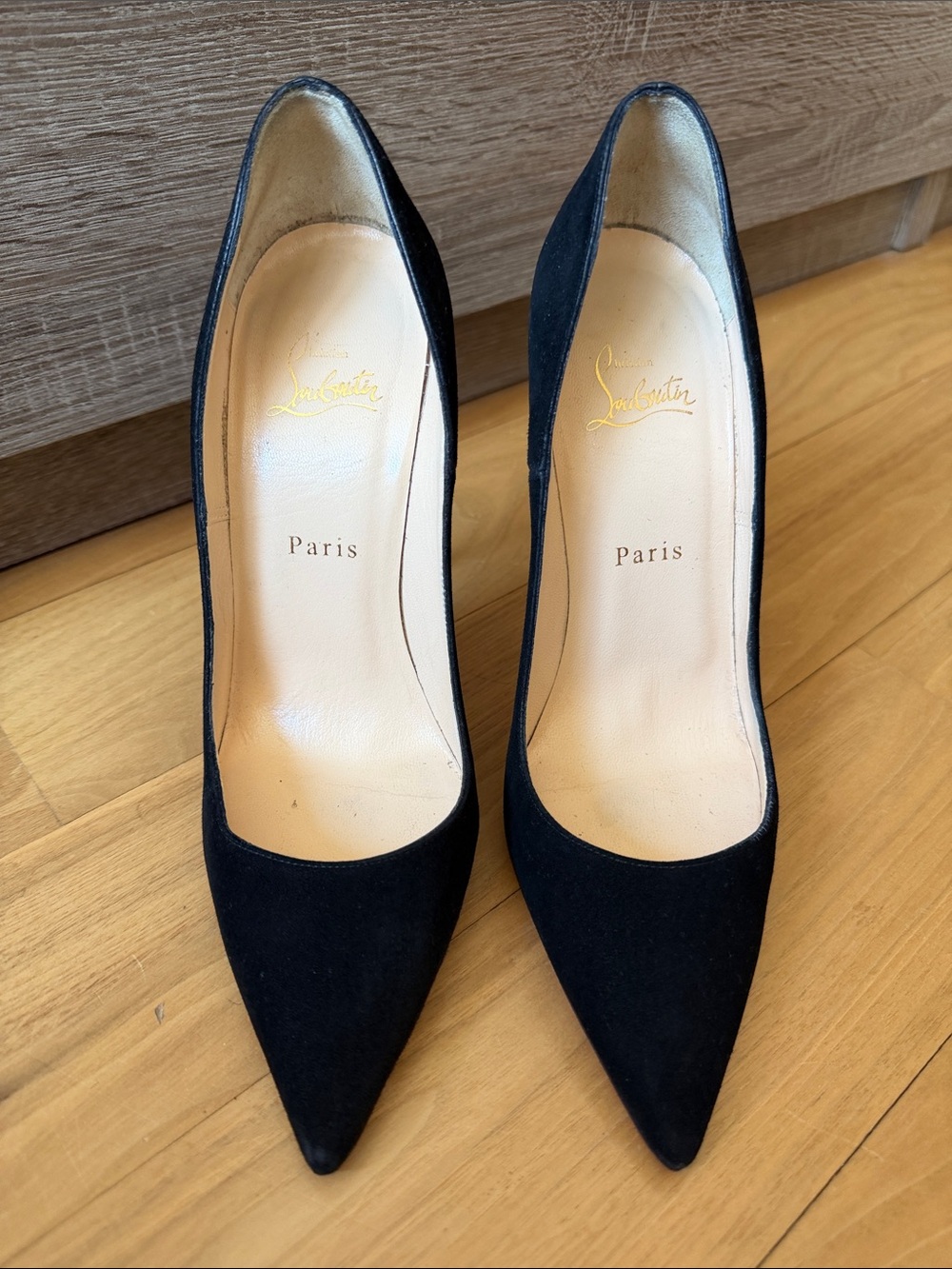 Christian Louboutin Black Suede Pointed Toe Pumps
